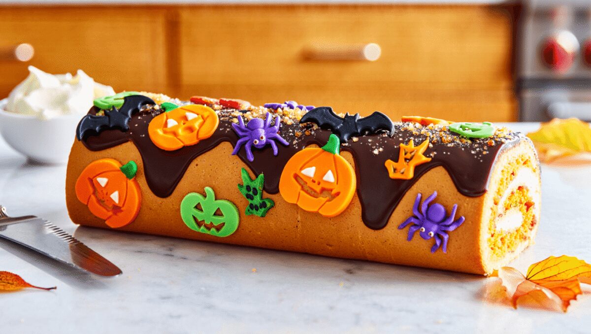 Bûche d’Halloween à motifs