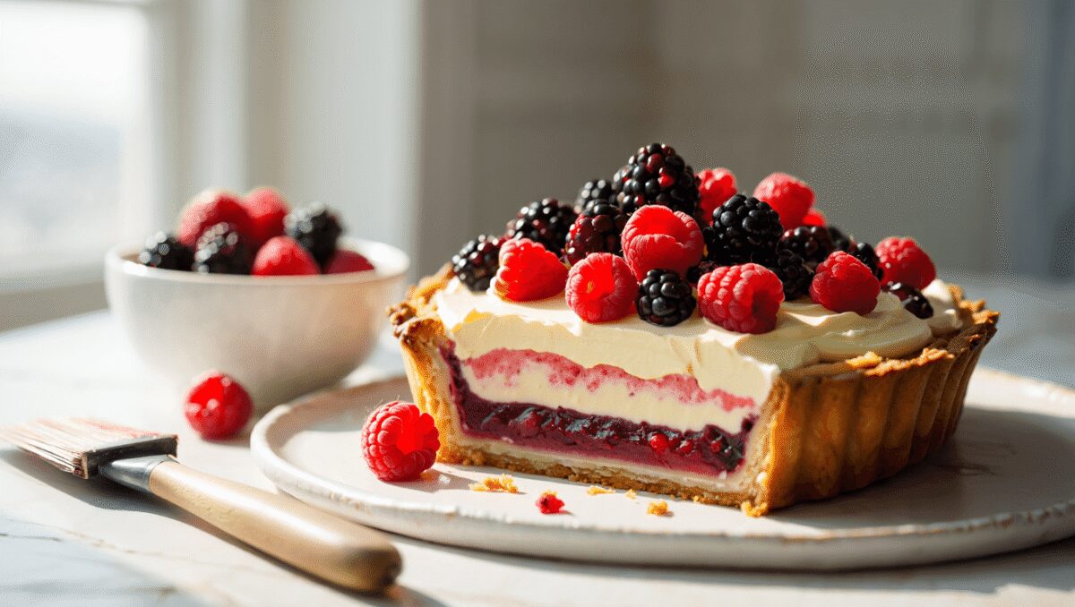 Tarte marbrée tricolore fruits rouges