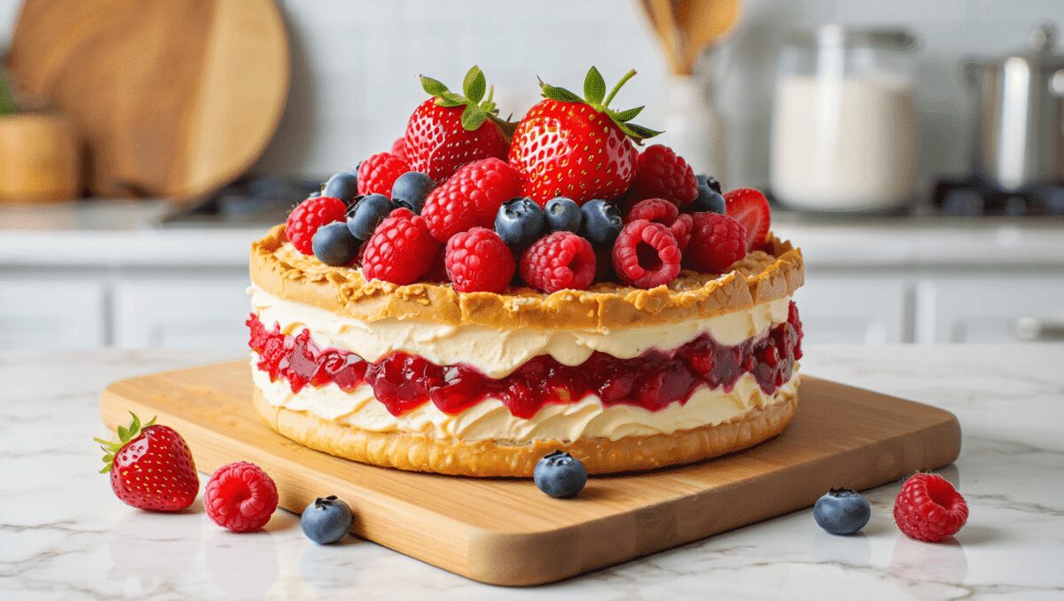 Gâteau cagette de fruits rouges