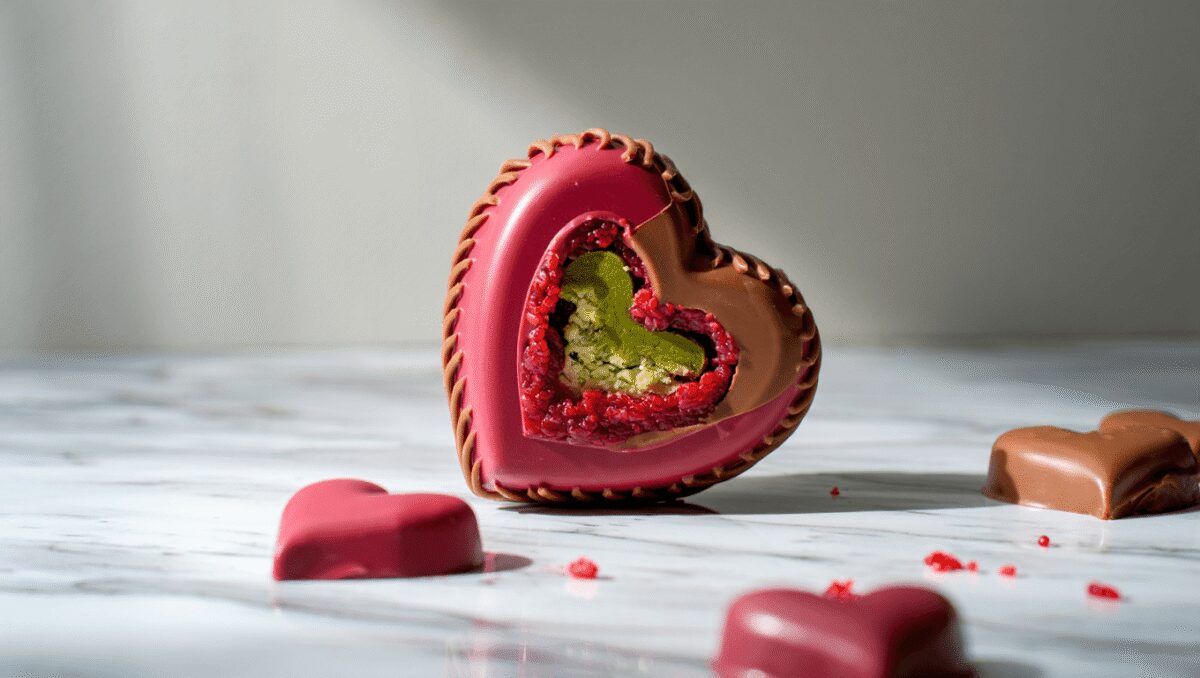 Bonbons et bonbonnière cœur en chocolat