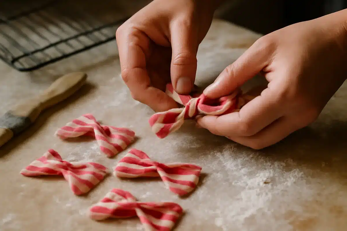 Recette de croissants de Noël en forme de nœud papillon