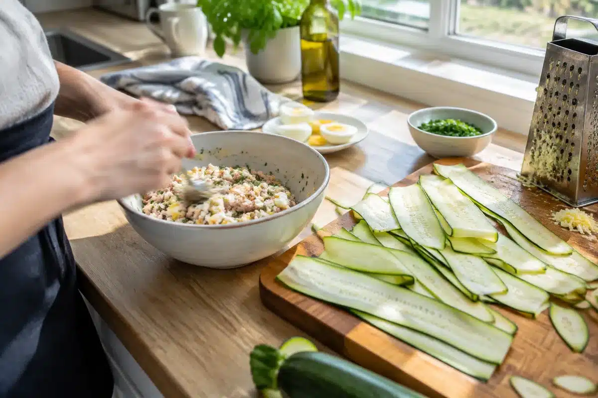 Lasagne saine sans pâtes ni béchamel pour le dîner : recette au thon, courgette et œufs