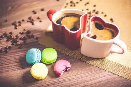 Ramequins de crèmes dessert sur une table en lumière du jour